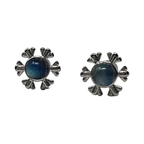Labradorite Shiny Snowflake Earrings Jewelry Gemstone accessories Sterling - Picture 3 of 8